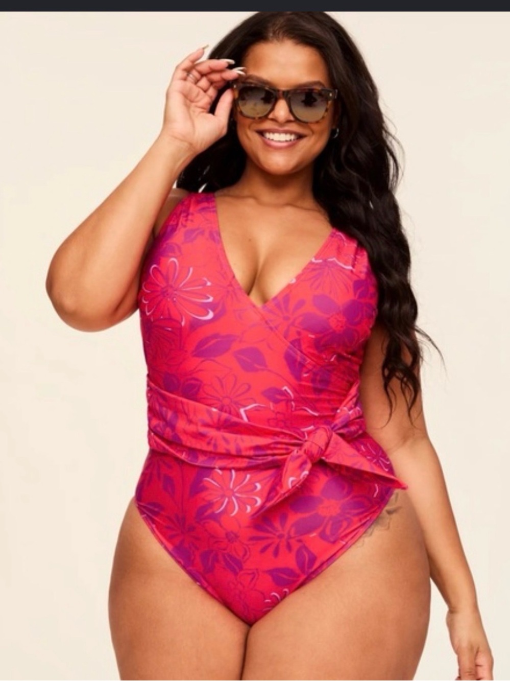 Adore Me Kaitlyn Floral Plunge Neck and Tie-waist One-Piece Swimsuit
Size-0X NWT